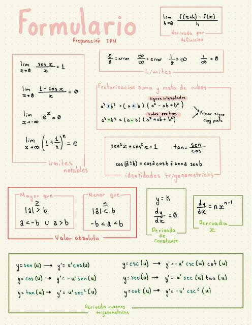 Formulario Cálculo 