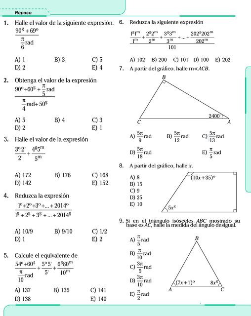 Ejercicios de Matemáticas