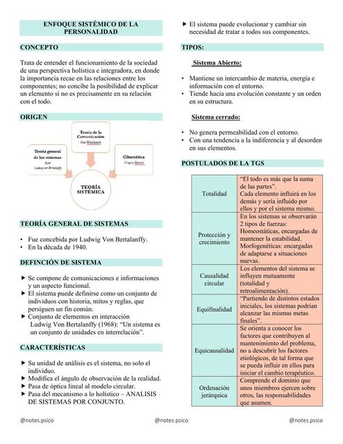 Enfoque Sistémico de la Personalidad