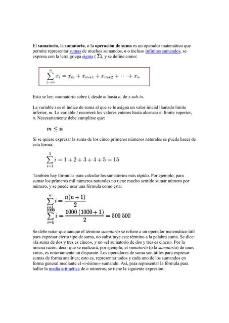 Signo de Sumatoria