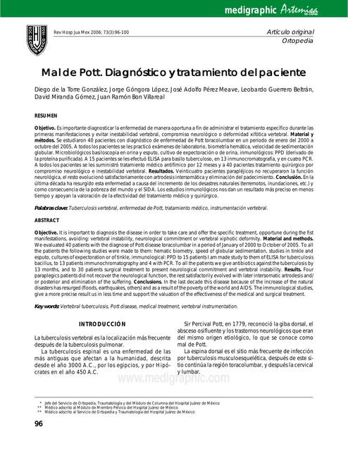 Mal de Pott. Diagnóstico y Tratamiento del Paciente apuntesmedicos1