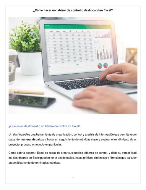 Tablero de control o dashboard en Excel 