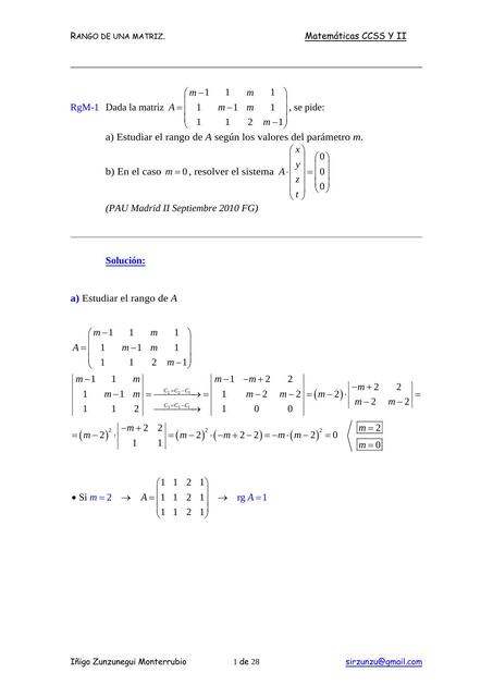 Rango Matemáticas