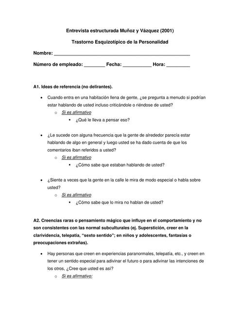 Trastorno Esquizotípico de la Personalidad