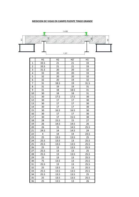 Medición de Vigas en Campo Puente Tingo Grande 