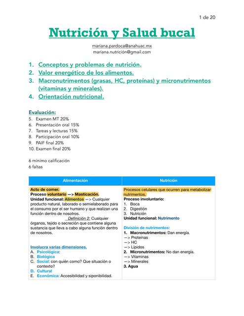 Apuntes Nutrición y Salud bucal