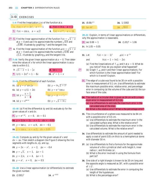 Tarea 48 sobre aproximaciones lineales y la diferenciación 