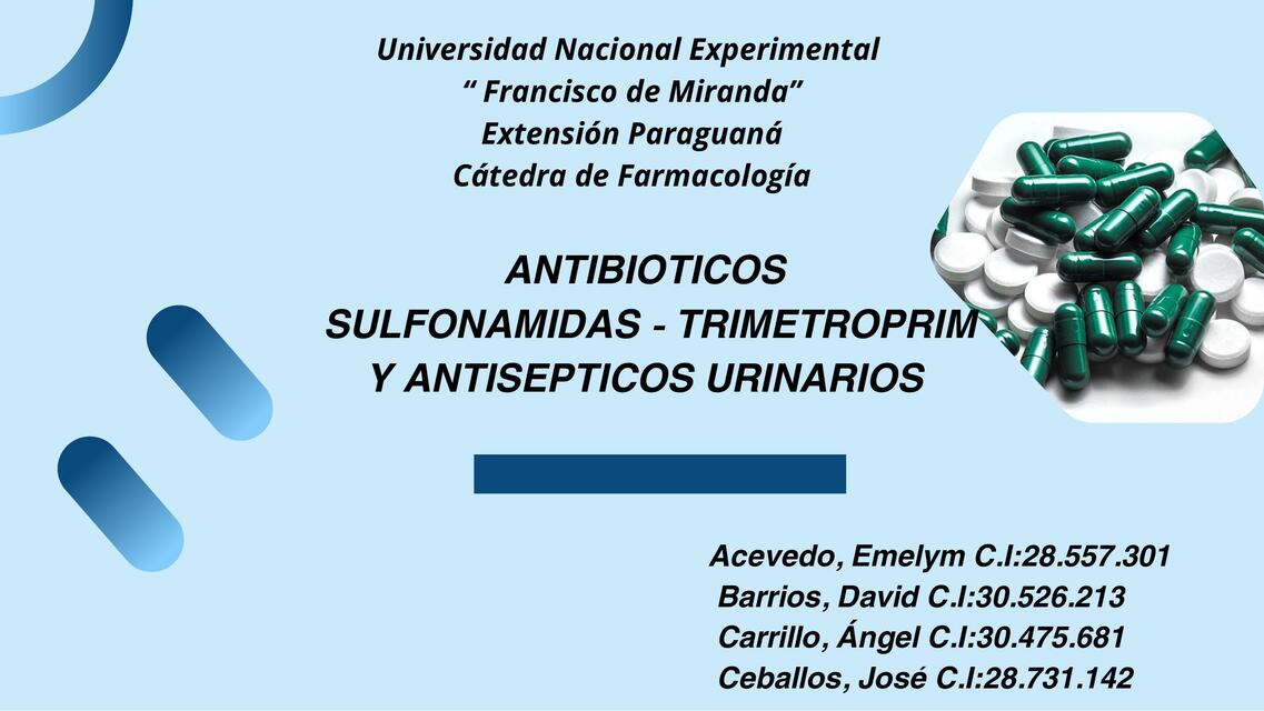 Sulfonamidas TRMP Antisépticos urinarios