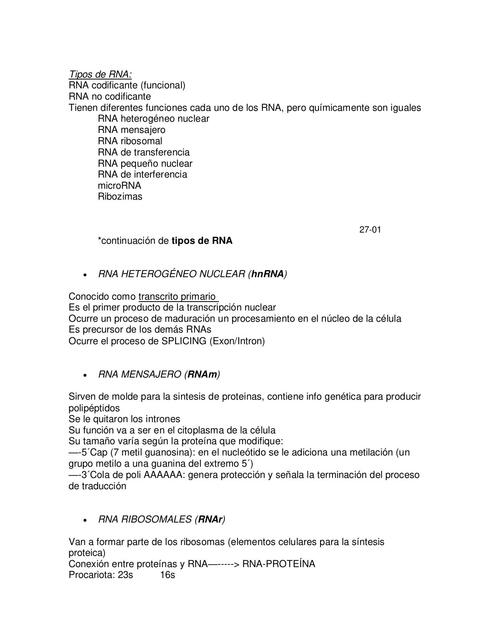 Tipos de RNA