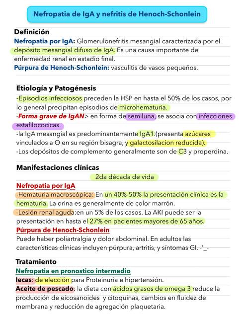 Nefropatía de IgA y Nefritis de Henoch-Schonlein