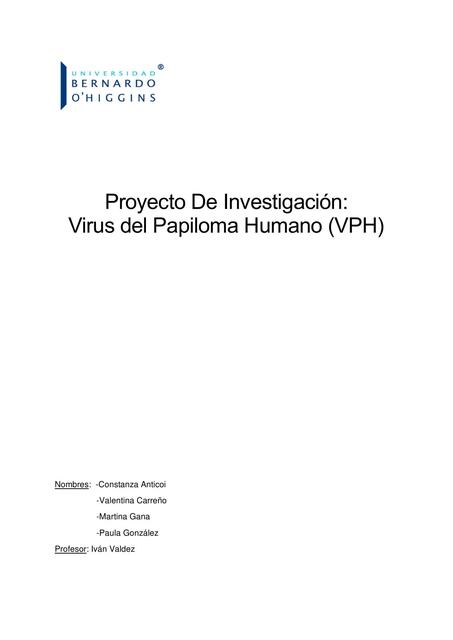 Proyecto De Investigación:   Virus del Papiloma Humano (VPH)