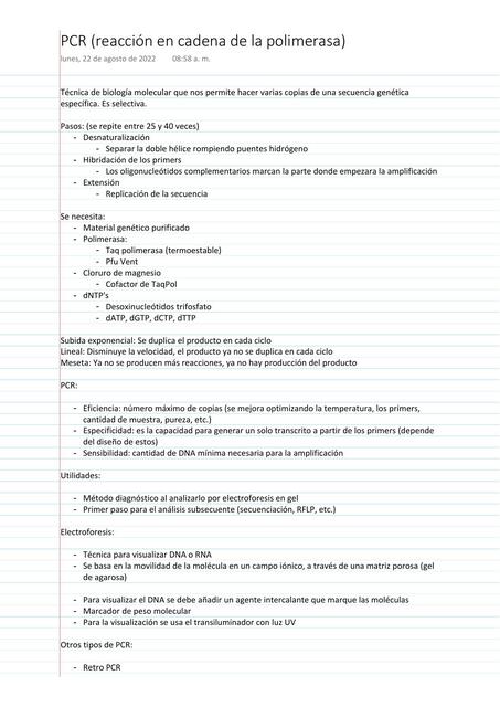PCR Reacción en cadena de la polimerasa 