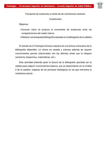 Transporte de Sustancias a Través de las Membranas Celulares 