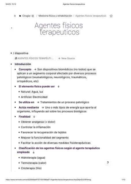 Agentes físicos terapéuticos 