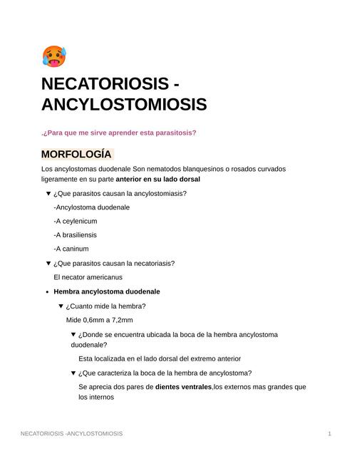 Necatoriosis- Ancylostomiosis 