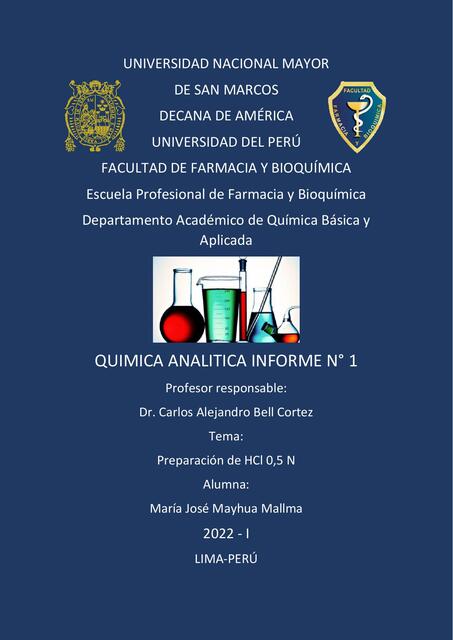 Informe 1 Química Analítica - Farmacia y Bioquímica