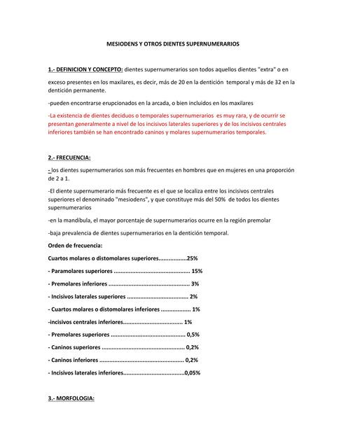 Mesiodens y Otros Dientes Supernumerarios 