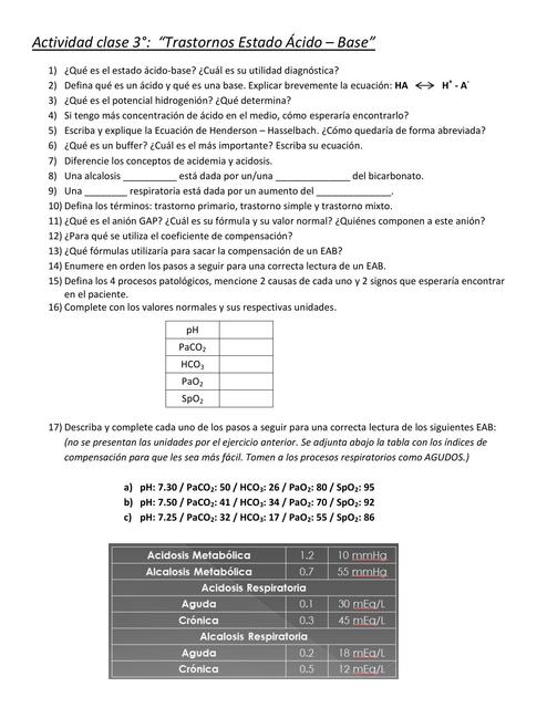 Trastornos Estado Ácido – Base 