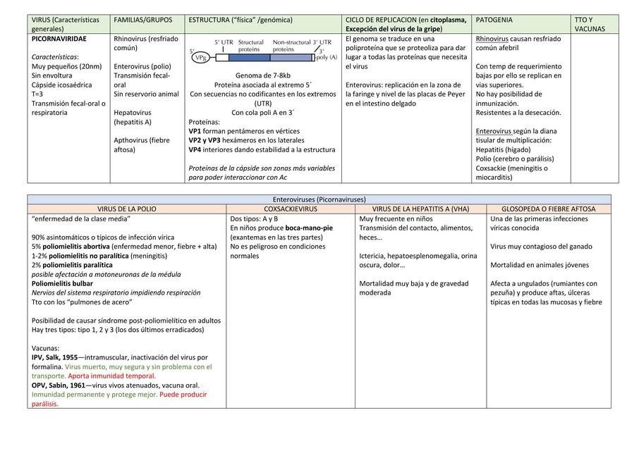 Tabla de Virus 2 