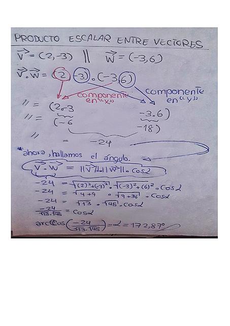 Producto Escalar entre Vectores 