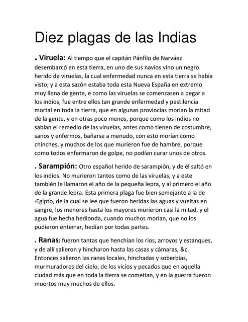 Diez plagas de las Indias  