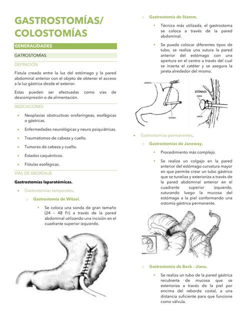 Gastrostomías y colostomías