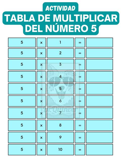 Tabla de Multiplicar del Número 5 (Actividad)