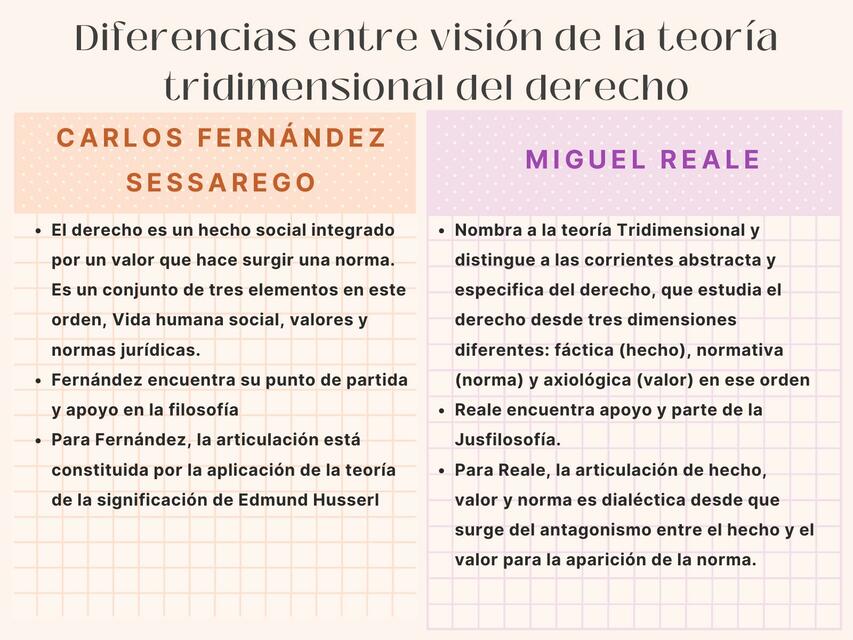 Diferencias entre Visión de la Teoría Tridimensional del Derecho 