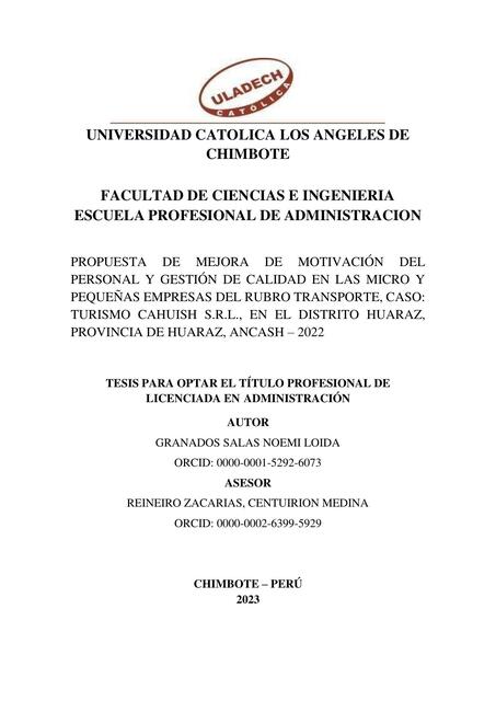 Propuesta de Mejora de Motivación del Personal y Gestión de Calidad en las Micro y Pequeñas Empresas 