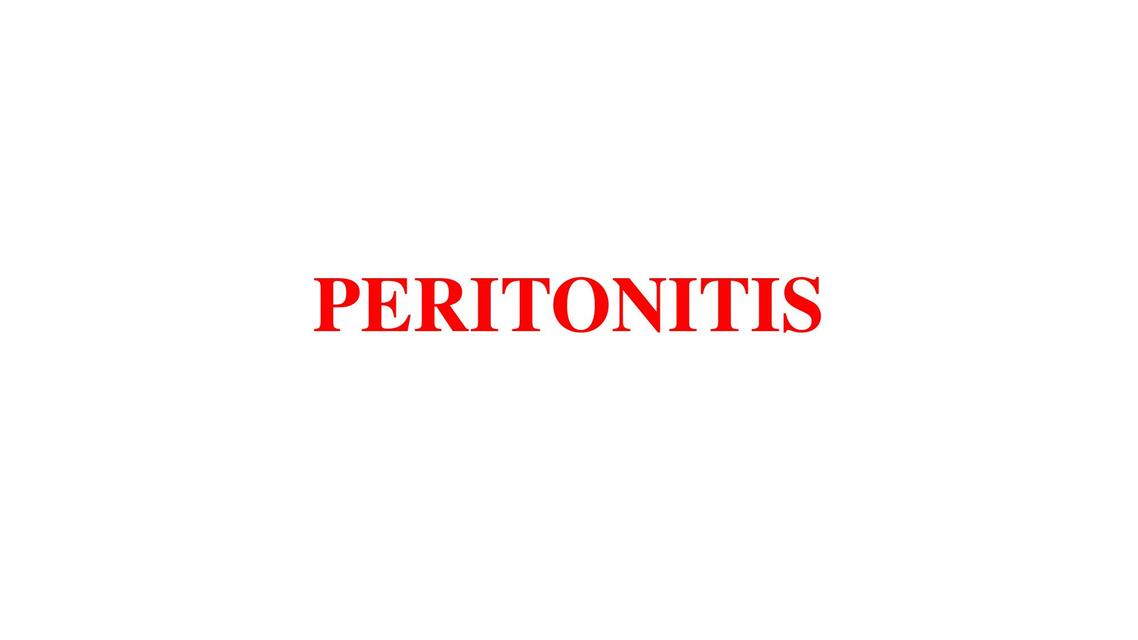 Peritoneo  y Cavidad  Peritoneal  Peritonitis 