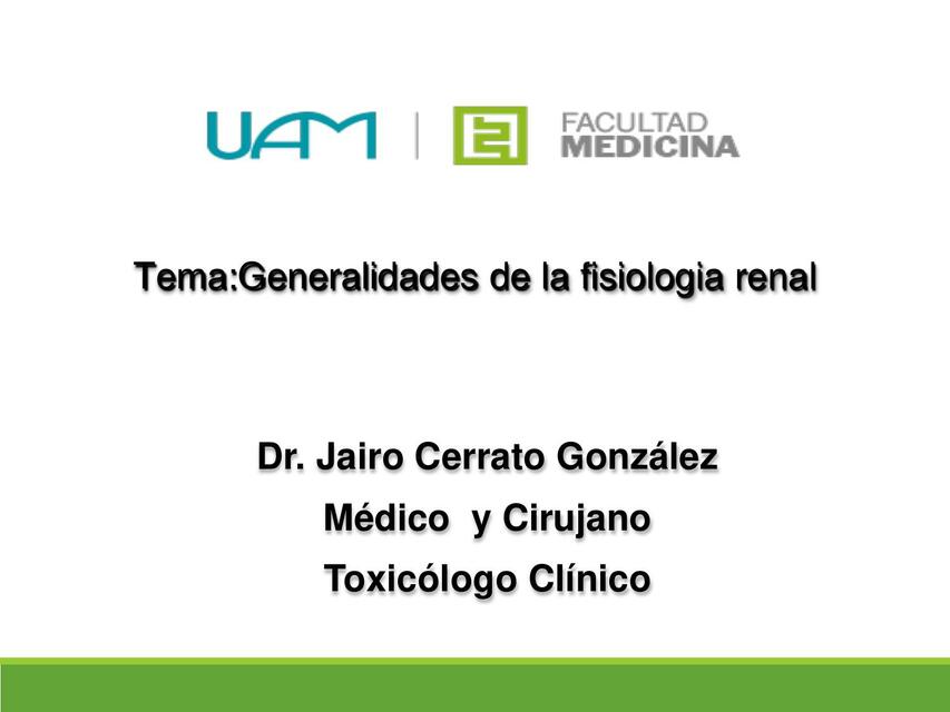 Generalidades  De La Fisiología  Renal 