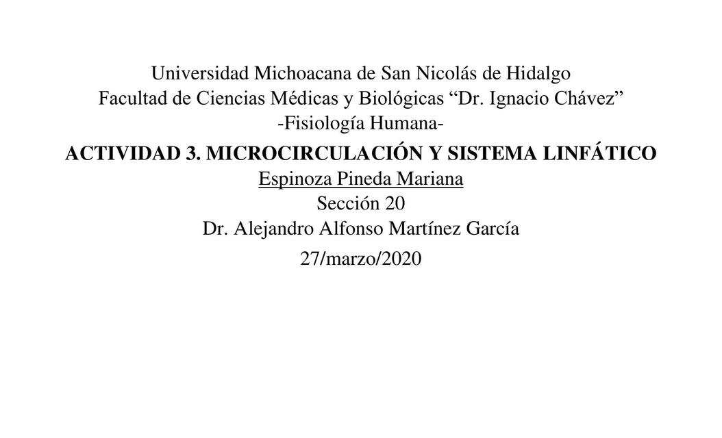 Microcirculación y Sistema Linfático