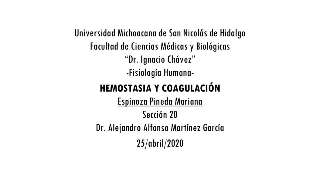 Hemostasia y Coagulación 