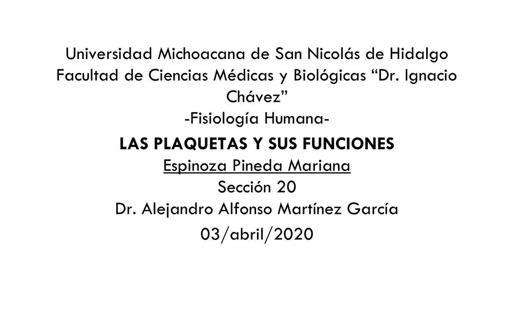 Plaquetas y sus Funciones