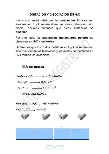 Ionización y Disociación en H2O 