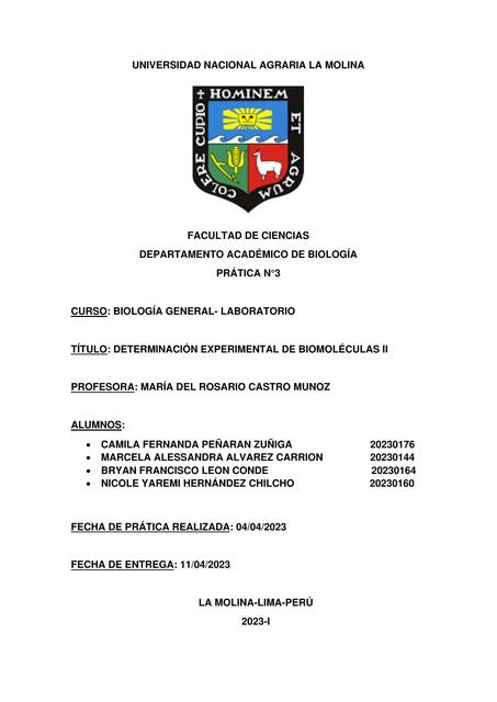 Determinación Experimental de Biomoléculas II 