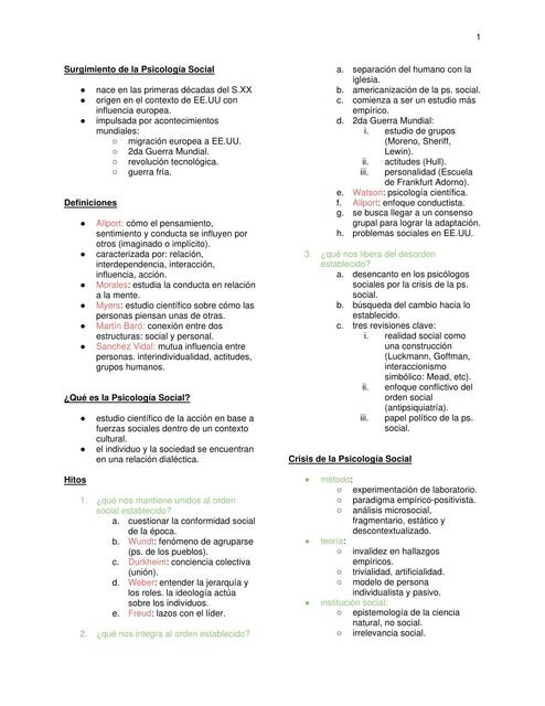 Enfoques, historia, y características de la Psicología Social