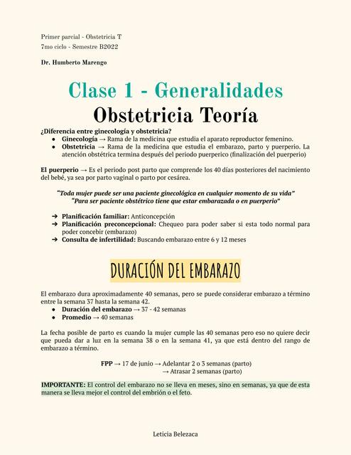 Clases de Obstetricia