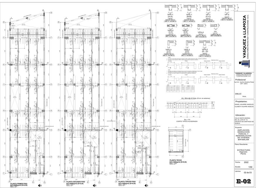 Plano estructura de techos