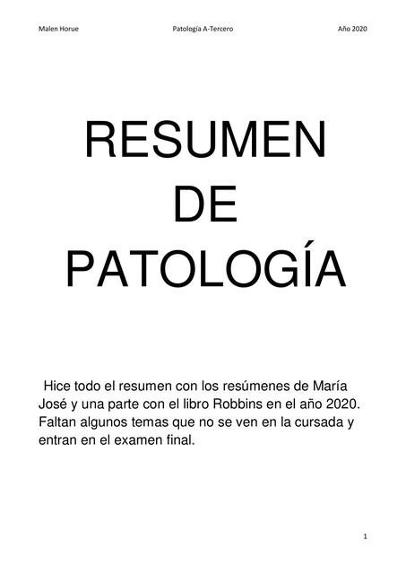 Resumen de Patología