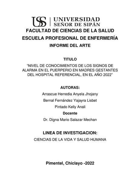 Nivel de Conocimientos en los Signos de Alarma en el Puerperio en Madres Gestantes 