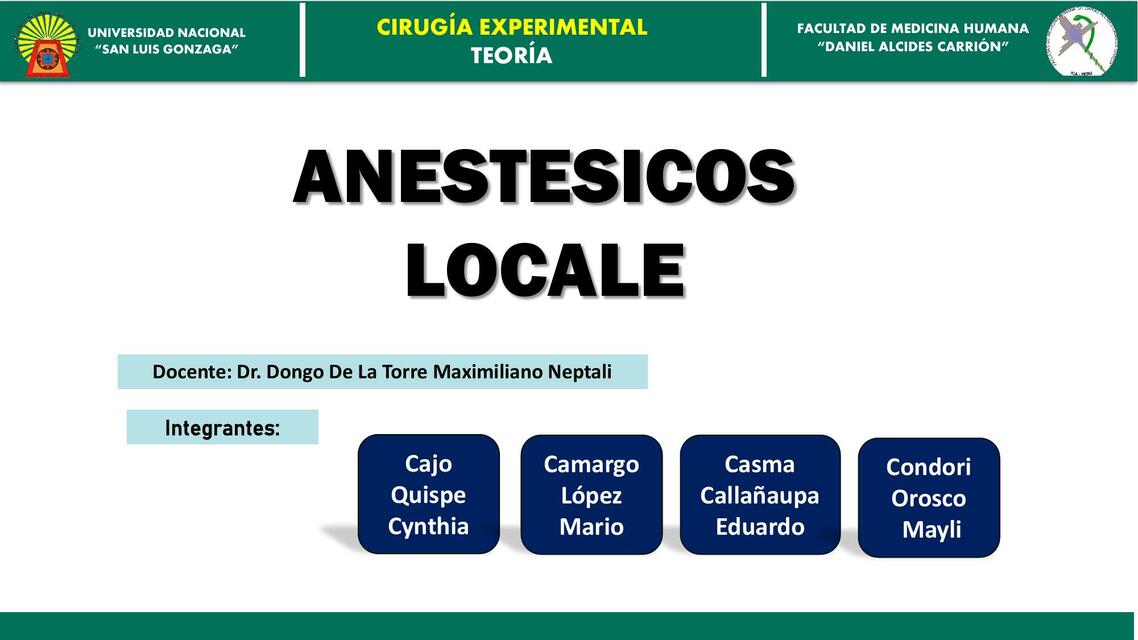 Anestésicos Locales