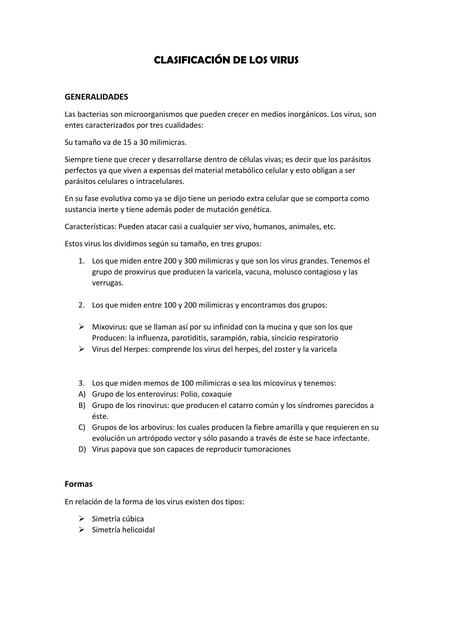 Clasificación de los Virus | Tadeo Lorne | uDocz