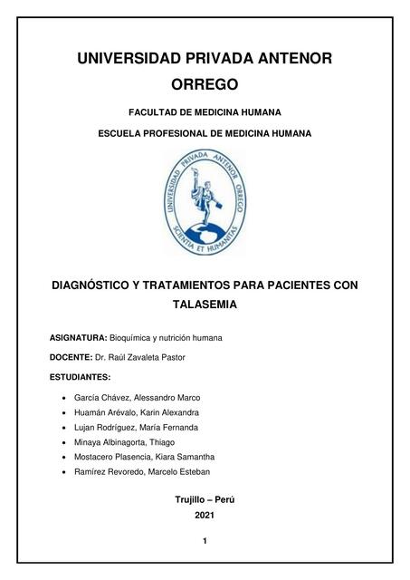 Diagnóstico y Tratamientos para Pacientes con Talasemia 