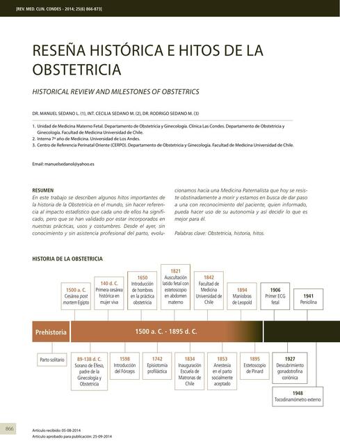 Reseña histórica e hitos de la obstetricia 