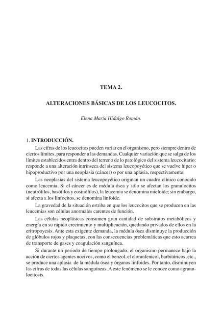 Alteraciones Básicas de los Leucocitos