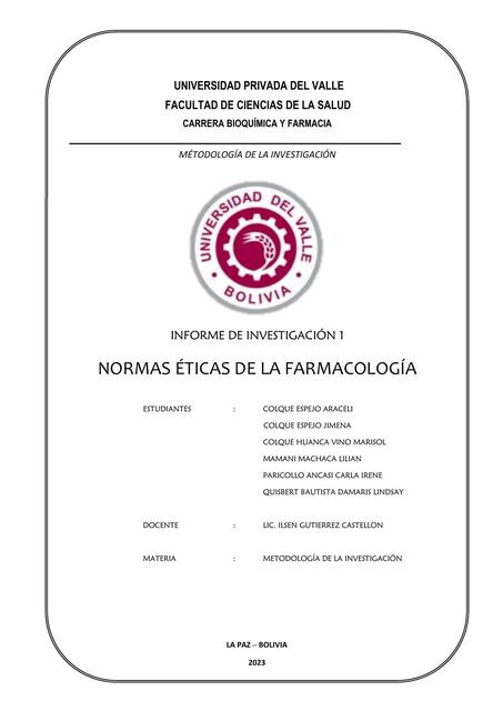 Normas Éticas de la Farmacología 