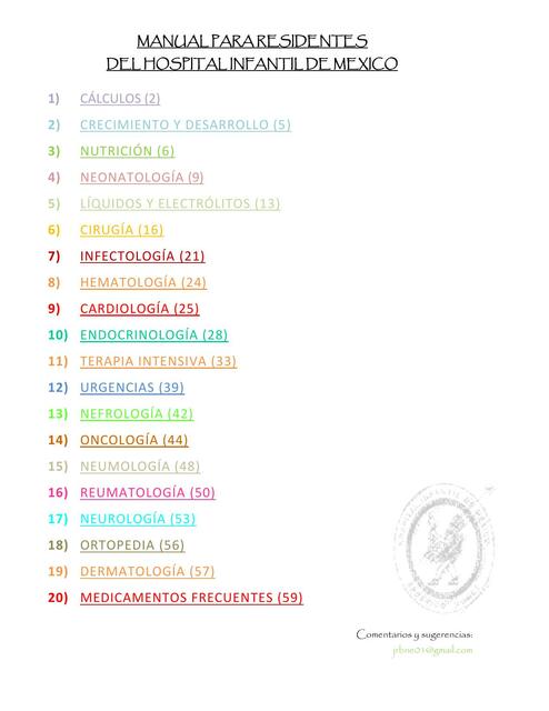 Manual para Residentes del Hospital Infantil de México 