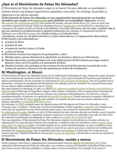 Qué es el Movimiento de Países No Alineados