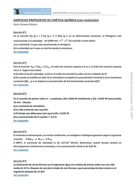 Ejercicios resueltos cinética química